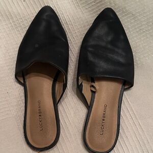 Lucky Brand Women's Black Leather Mules